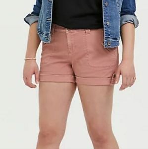 Pink Wash Dusty Pink Twill Military Shorts